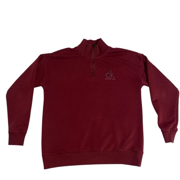 Calvin Klein Jeans Burgundy Quarter-Zip Sweatshirt – Size M - Picture 1 of 5